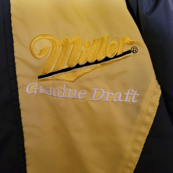 VTG Rusty Wallace #2 Men's Miller Genuine Draft Yellow Zip Racing Jacket Size XL - Picture 6 of 14